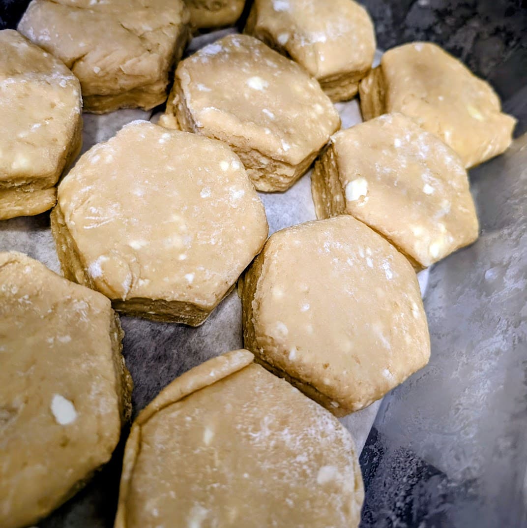 Fresh scones being prepared