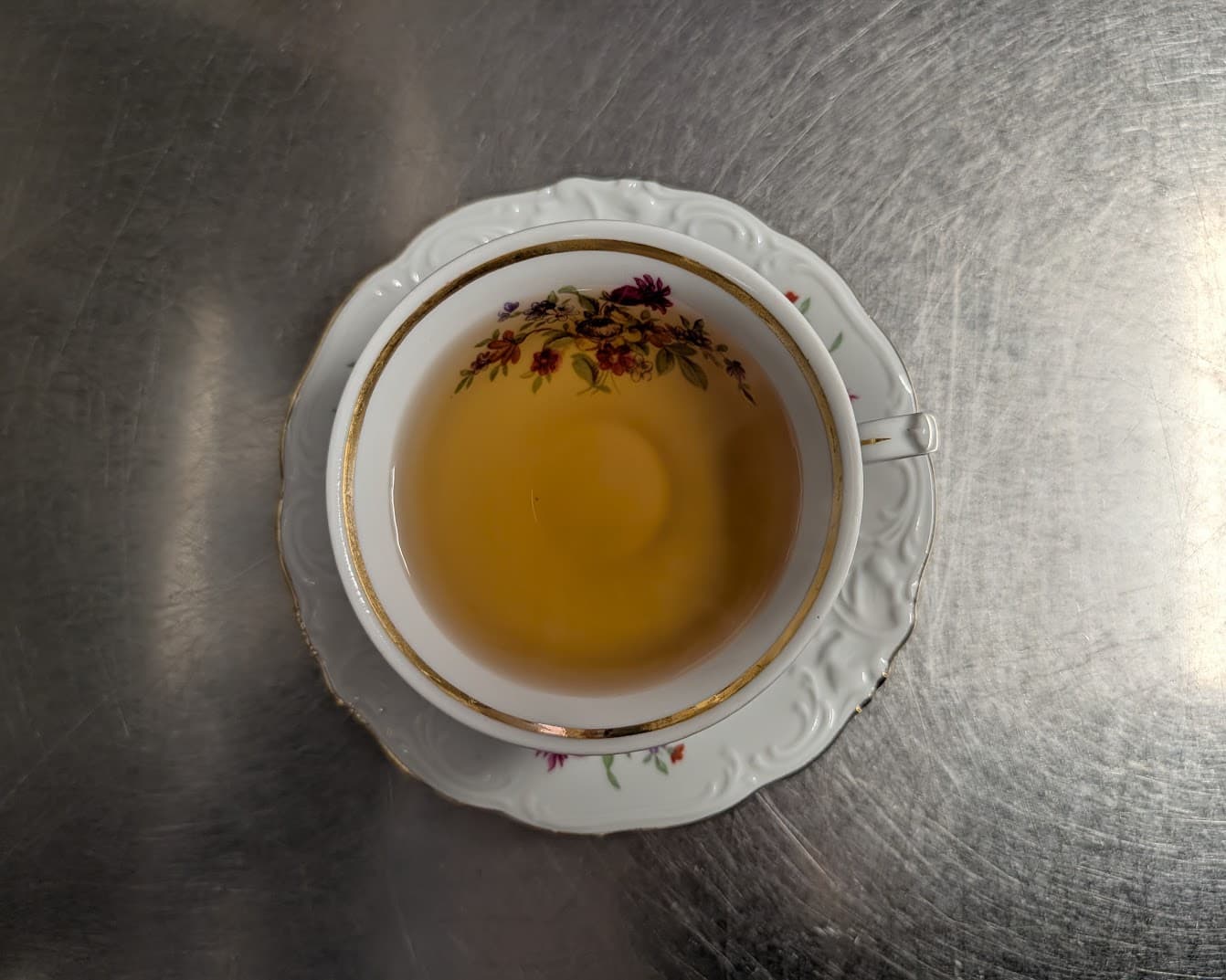 Beautiful teapot in use